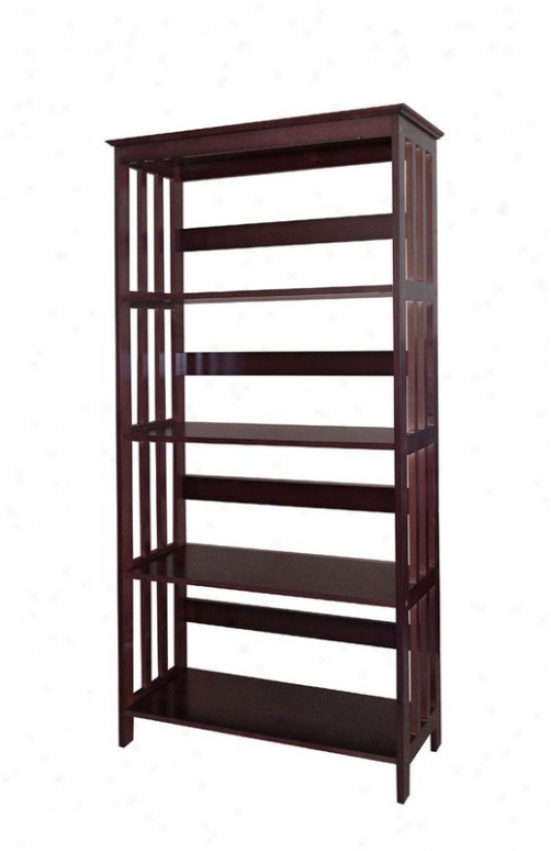 4 Tier Bookshelf Through  Mission Style Design In Espresso Finish