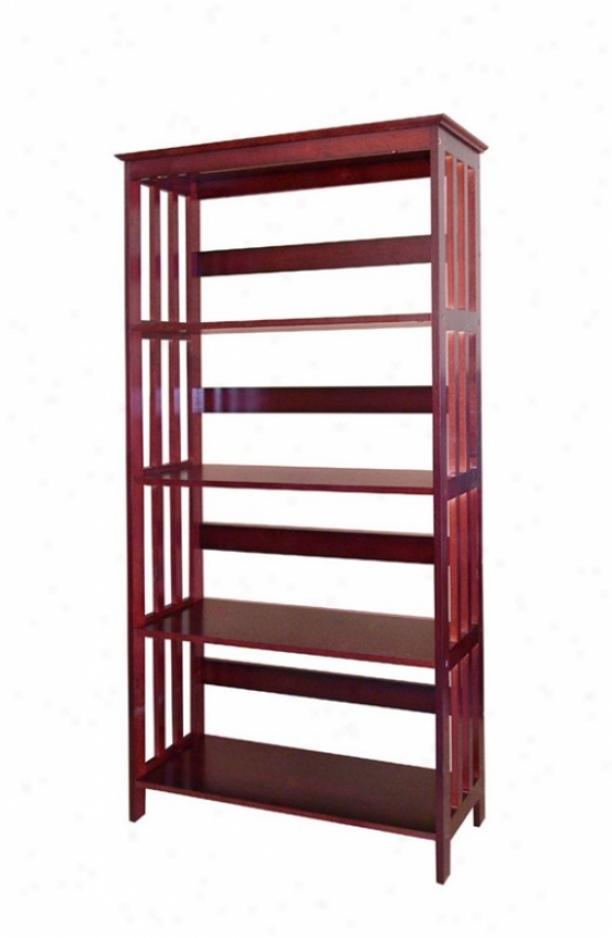 4 Tier Bookshelf With Mission Style Design In Cherry Finish