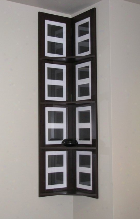 4 Tier Hanging Corner Picture Shelf In Espresso Finish