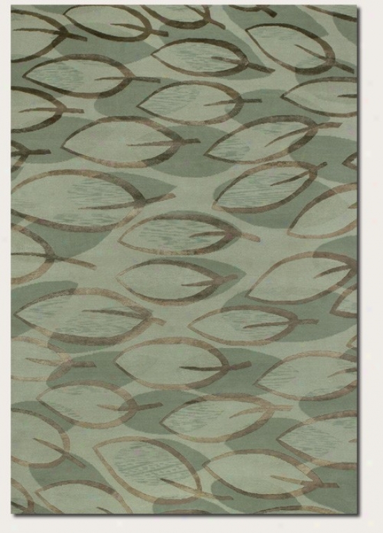 4' X 6' Area Rug Brown Leaf Pattern In SageC olor