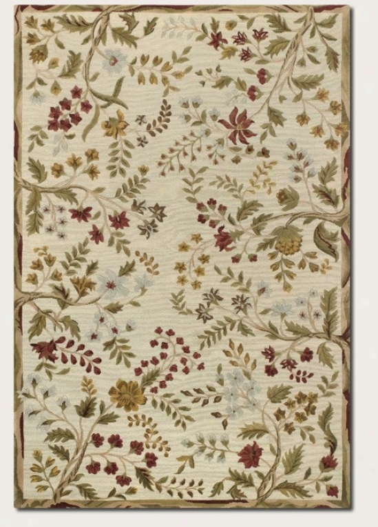 4' X 6' Area Rug Hand-crafted Floral Pattern In Ivory And Sage