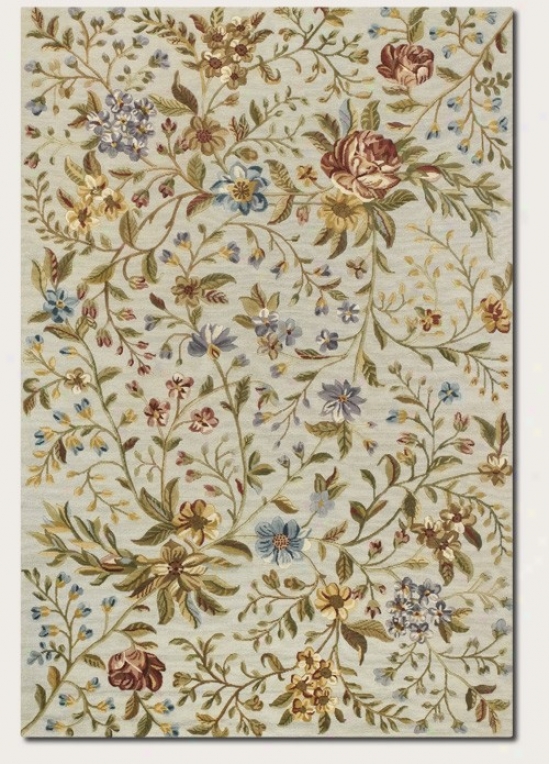4' X 6' Area Rug Hand-crafted Floral Pattern In Light Blue And Sage