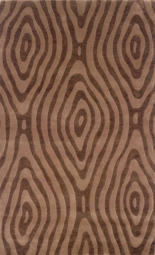 4' X 6' Area Rug Wood Grain Imitate In Beige And Chocolate