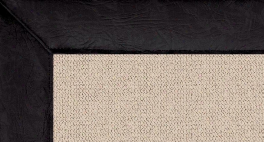 4' X 6' Natural Wool Rug - Athena Hand Tufted Rug With Black Leather Border