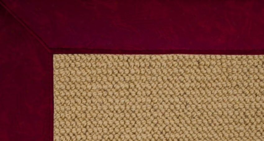 4' X 6' Sisal Wool Rug - Athena Hand Tufted Rug With Burgundy Leather Border