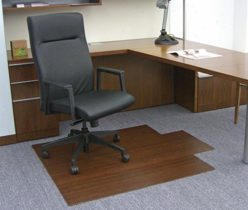 44" X 52" Roll-up Office Chair Mat With 4" Slat In Dark Cherry Finish