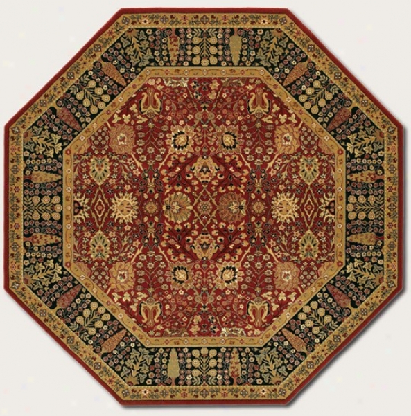 4'6&quot Octagon Area Rug First-rate work  Persian Pattern In Persian Red