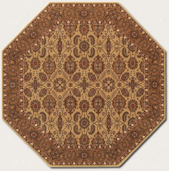 4'6&quot Octagon Area Rug Classic Persian Pattern In Hazelnut