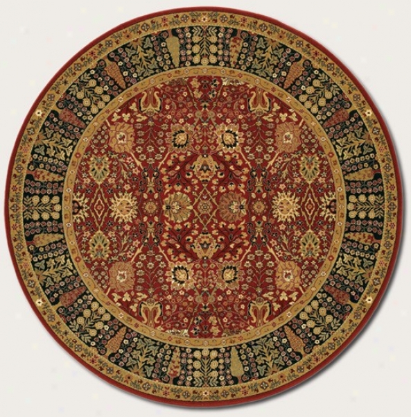 4'6&quot Round Area Rug Classic Persian Pattern In Persian Red