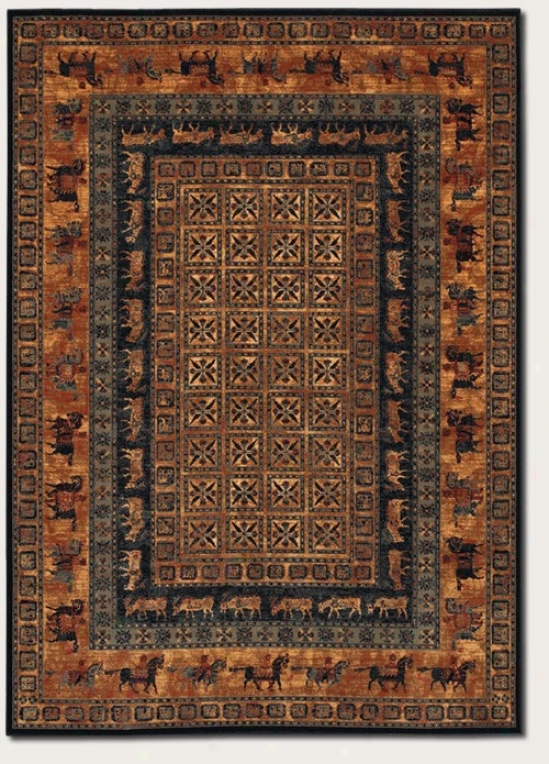 4'6&quot X 6'6&quot Area Rug Traditional Style Animal Print In Rust