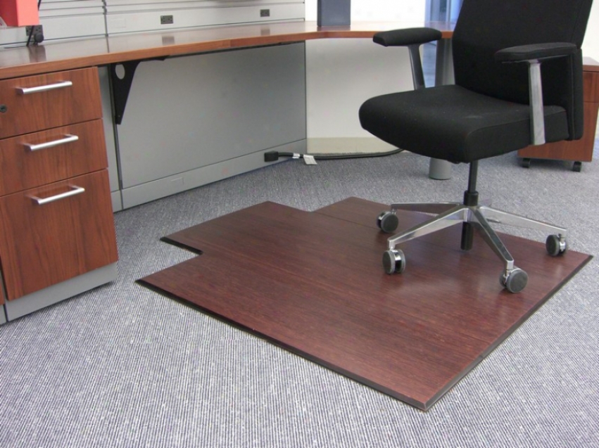 47&quot X 51&quot Dark Cherry Bamboo Tri-fold Office Chair Mat