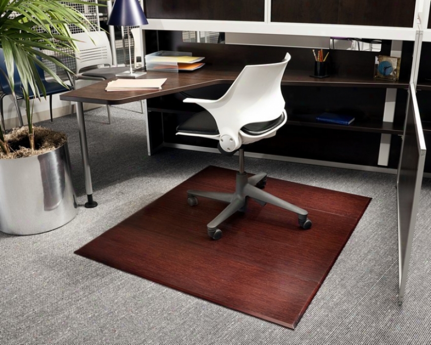 47&quot X 60&quot Office Chair Mat Bamboo Tri-fold Mat In Dark Cherry Finish