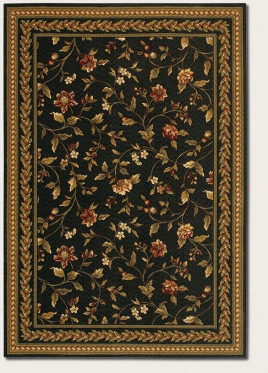 4'7&quot X 6'6&quot Area Rug Hand Crafted Vintage Floral Design In Black