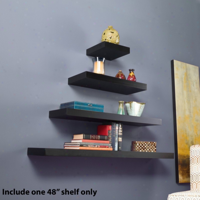 48&quot Floating Wall Shelf In Black Finish