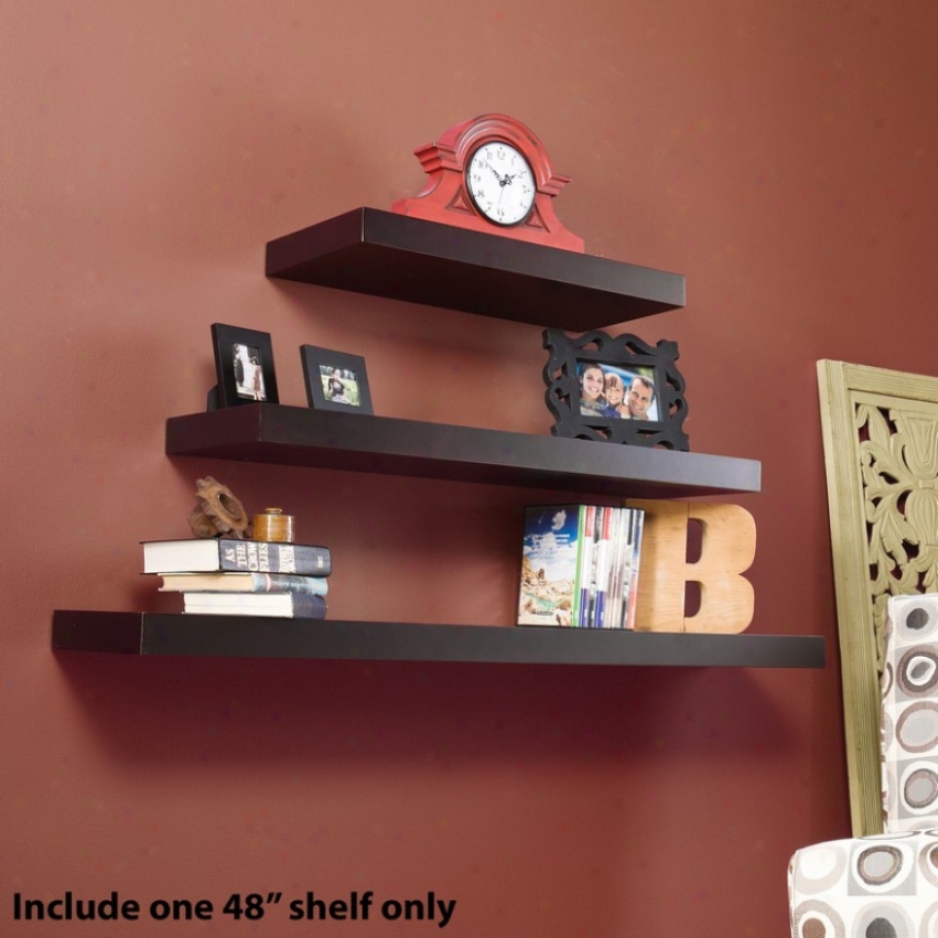 48" Floating Wall Shelf In Espresso End