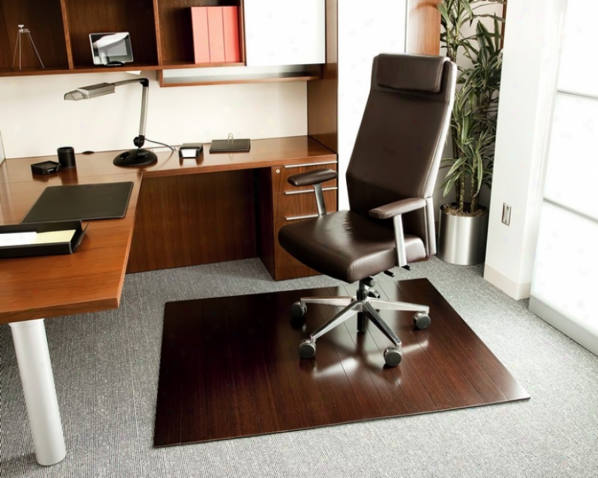 48&quot X 60&quot Office Chair Mat Bamboo Roll-up With 4&quot Slat In Dark Cherry