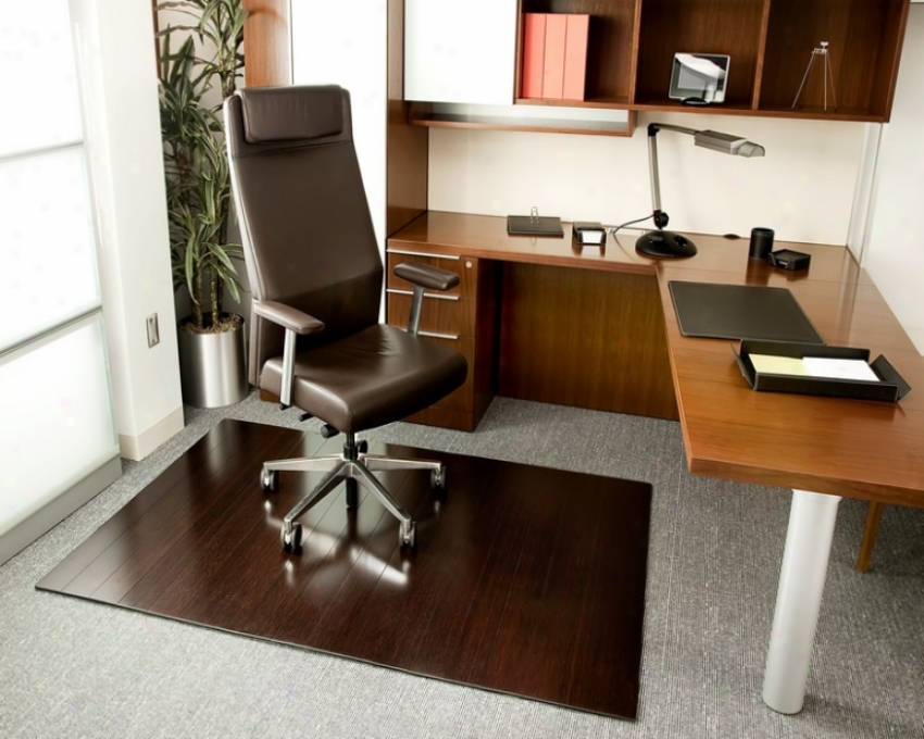 48&quot X 72&quot Office Chair Mat Bamboo Roll-up With 4&quot Slay In Dark Cherry