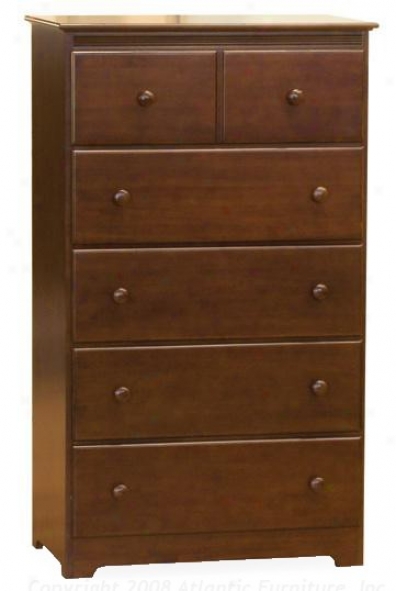 48&quoth Chest With Five Drawers Windsor Style Antique Walnut Finish