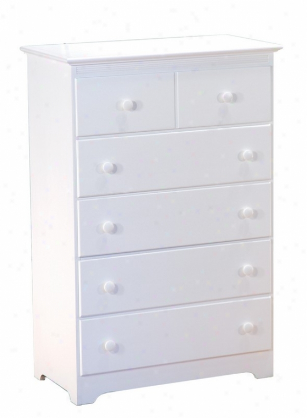 48&quoth Chest Through  Five Drawers Windsor Style White Finisb