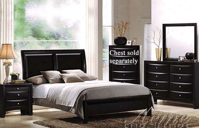 4pc California King Size Bedroom Set Black Finish