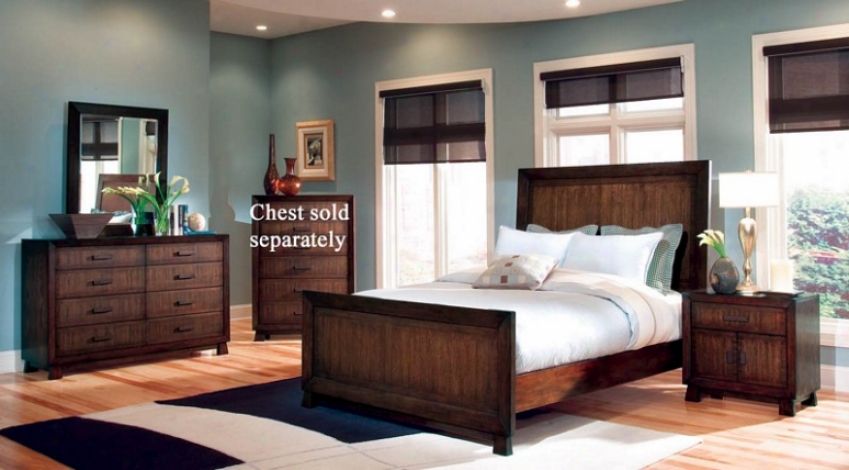 4pc California King Size Bedroom Set In Brown Finish