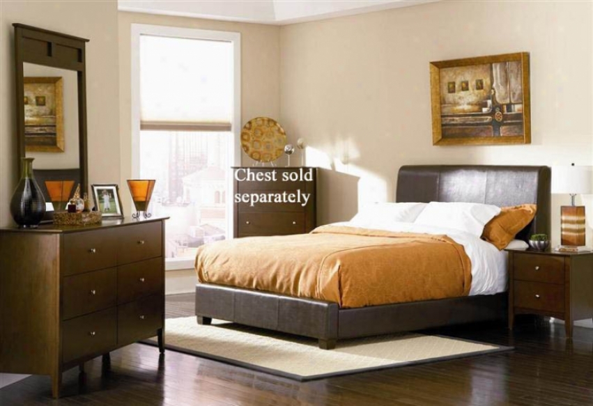 4pc California King Size Bedroom Set In Brown Bycast Leather