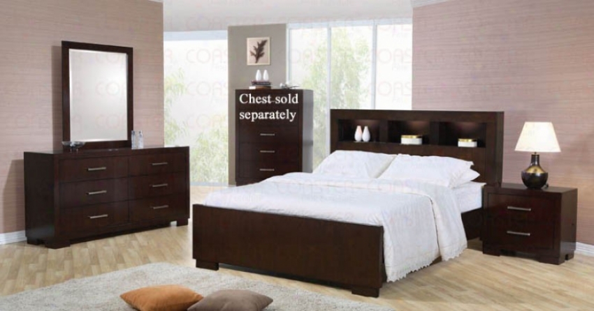 4pc California King Size Bedroom Set In Cappuccino Finish