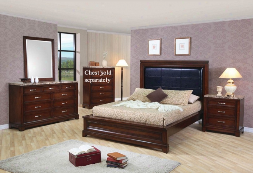 4pc California King Size Bedroom Set In Mahogany Finish