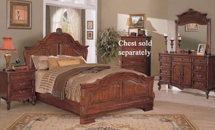 4pc California King Size Bedrpom Set In Medium Brown Finish