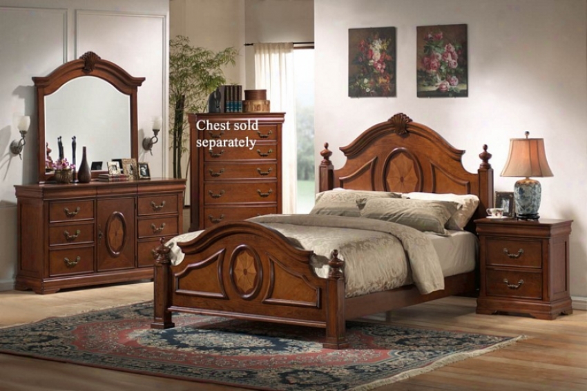 4pc California King Size Bedroom Set In Rich Caramel Finish