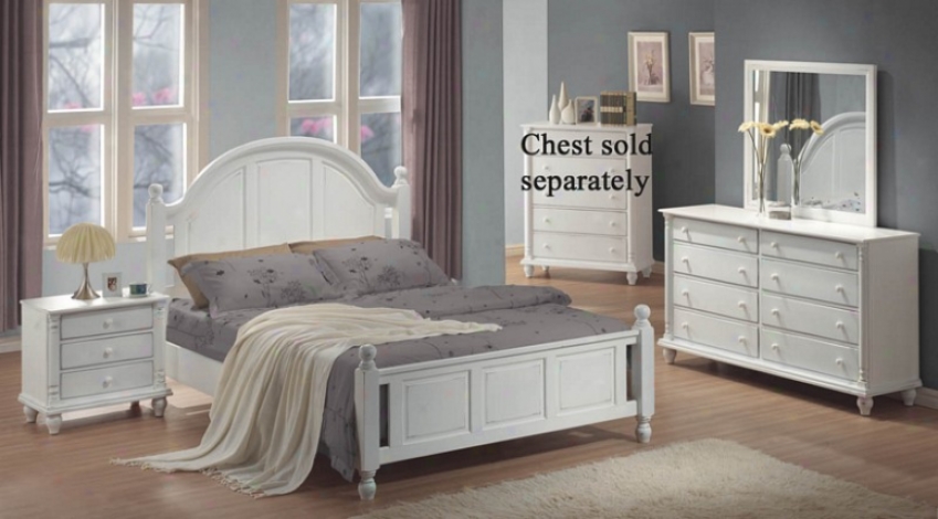 4pc California Sovereign Size Bedroom Set In White Finis