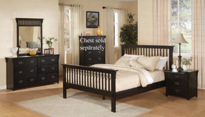 4pc California King Size Bedroom Set Delegation Sttyle In Black Finish