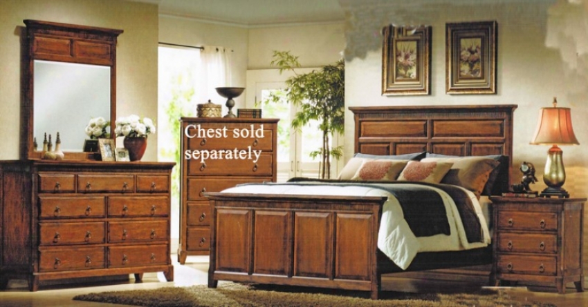 4pc California Sovereign Size Bedroom Set Mission Style In Oak Finish