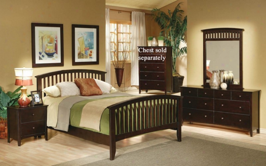 4pc California King Slze Bedroom Set Mission Style In Cappuccino Finish