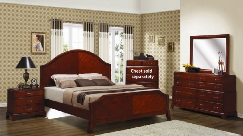 4pc California King Sizing Bedroom Set With Flared Legs In Cherry Finish