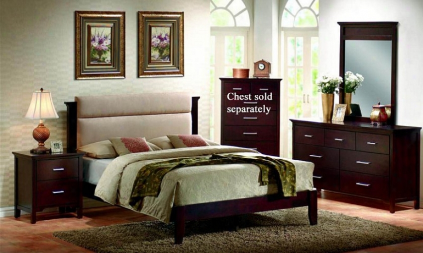 4pc California King Size Platform Bedroom Set In Mahogany Finish