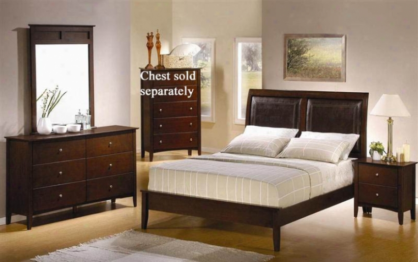 4pc California King Size Platform Bedroom Set In Walnut Finish