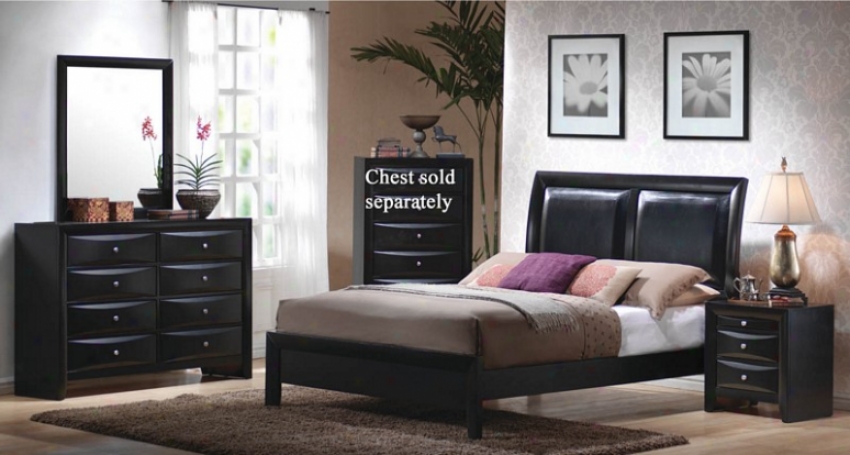 4pc California King Size Platform Bedroom Set In Black Finish