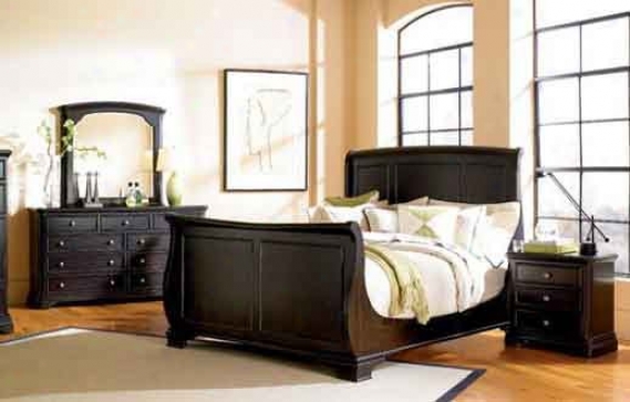 4pc California King Size Sleigh Bedroom Set In Espresso Finish