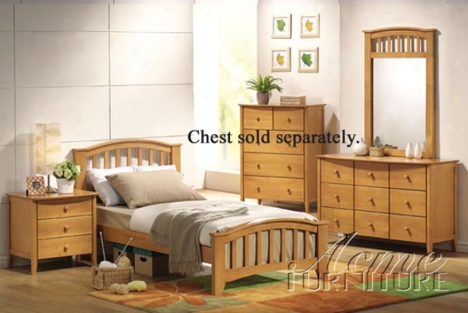 4pc Full Size Bedroom Set Maple Finish