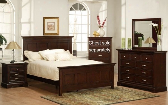 4pc Full Size Bedroom Set Panel Headboard In Espresso