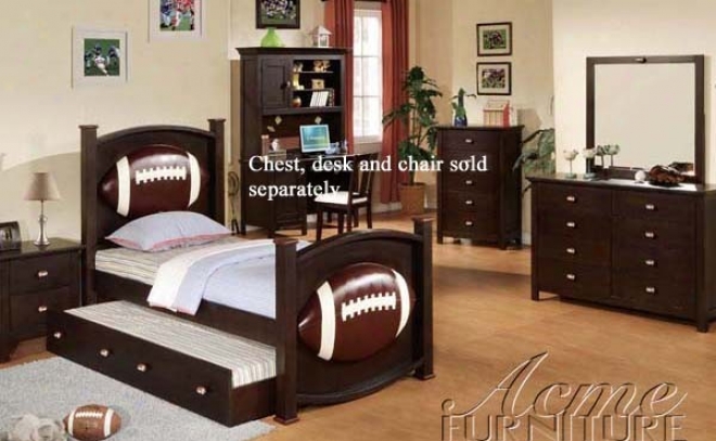 4pc Fuli Suze Bedroom Set With Football Design In Espresso Finish