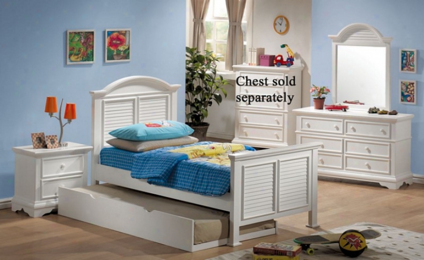 4pc Full Sizing Bedroom Set With Shutter Design In White Finish