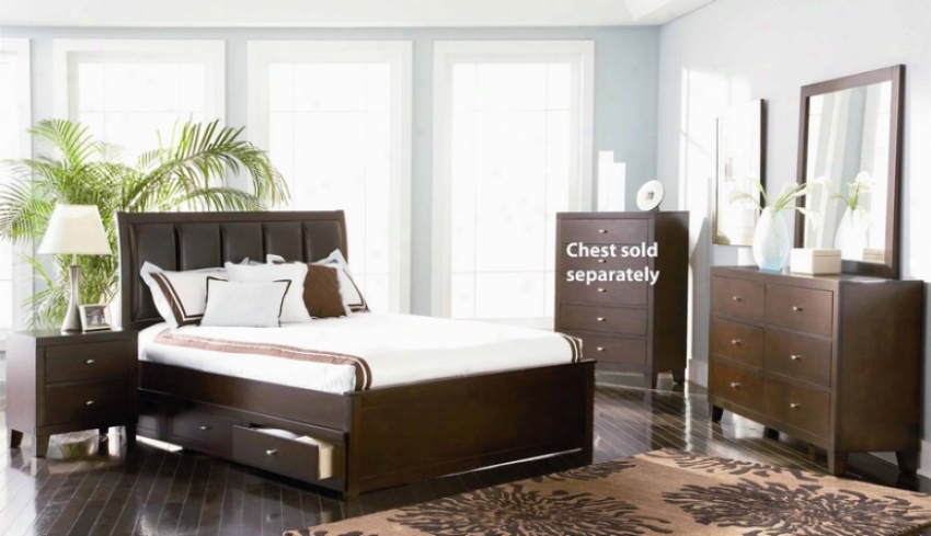 4pc King Size Bedroom Set In Deep Brown Finish