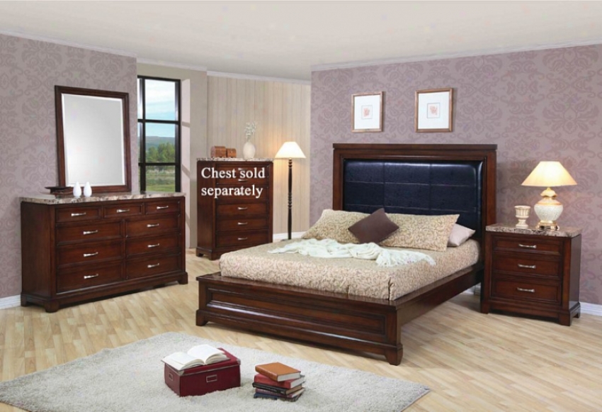 4p Kiny Size Bedroom Decline In Mahogany Finish