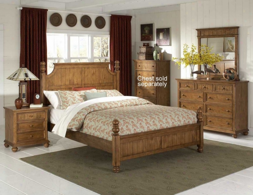 4pc King Size Bedroom Set In Waxy Pine Finish