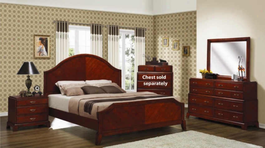 4pc King Size Bedroom Set With Flared Legs In Cyerry Finish