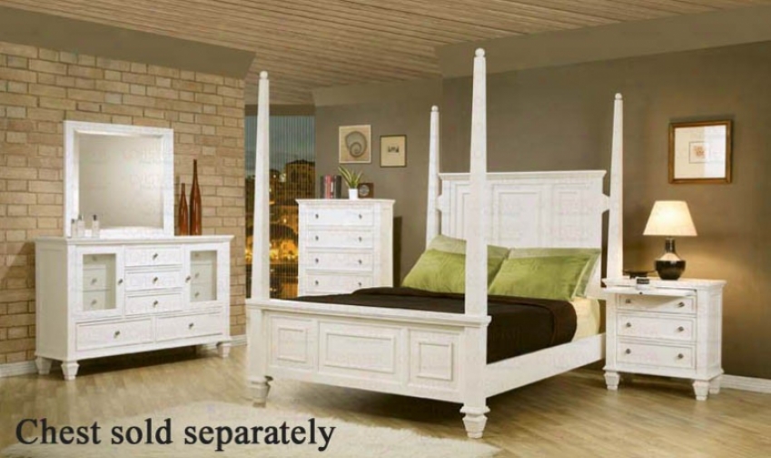 4pc King Size Poster Bedroom Set Cape Cod Style In White iFnish