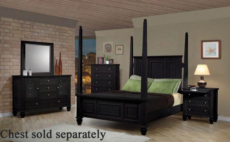 4pc King Size Poster Bedroom Set Cape Cod Style In Murky Finish