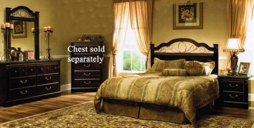 4pc Queen And Full Size Spread Headboard Bedroom Set - Brown